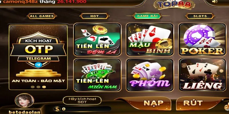 Game bài là sản phẩm ăn khách của thương hiệu